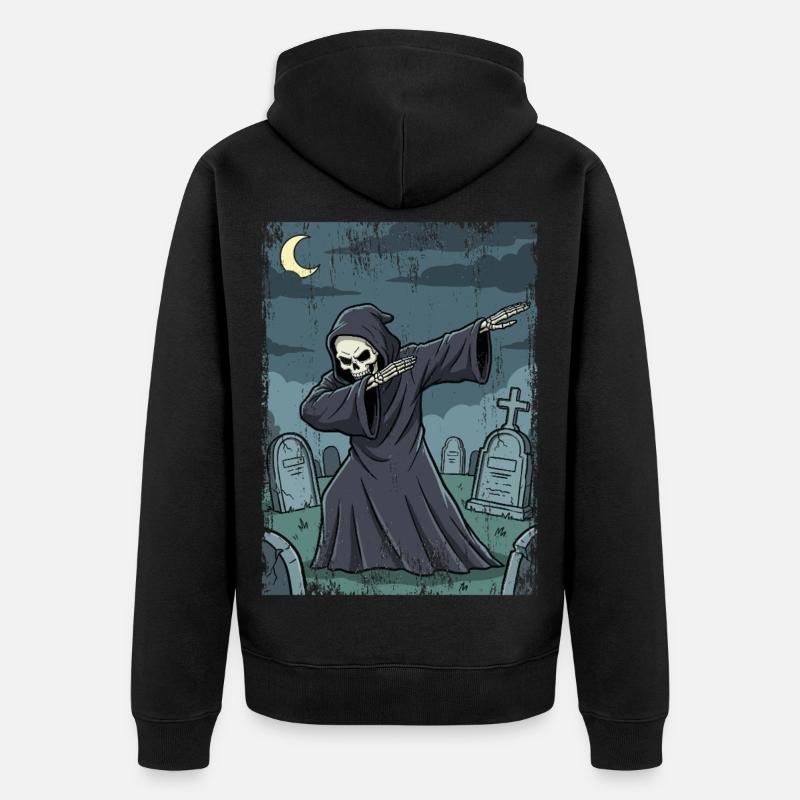Faucheuse dans le cimetière nocturne - Veste à capuche bio Premium Unisexe - noir