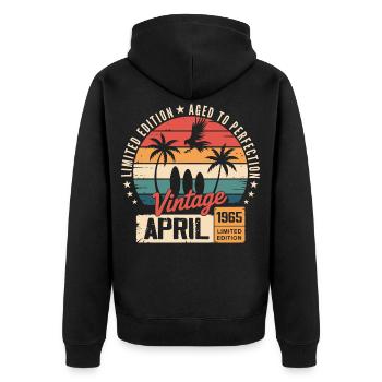 1965 April Birthday Legend April 1965 - Unisex Premium Organic Zip Hoodie - black - Back - Nico (187cm)