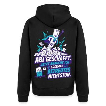 Betreutes Nichtstun nach Abi - Unisex Premium Bio Zip Hoodie - Schwarz - Hinten - Nico (187cm)