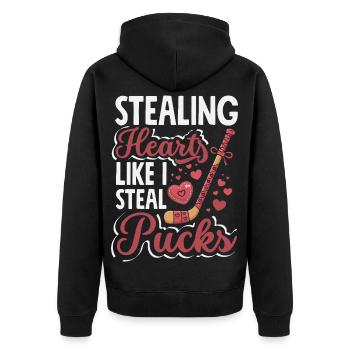 Retro Heart Valentine's Day Design Love - Unisex Premium Organic Zip Hoodie - black - Back - Nico (187cm)