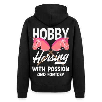 Hobby Horsing Leidenschaft Fantasie - Unisex Premium Bio Zip Hoodie - Schwarz - Hinten - Nico (187cm)