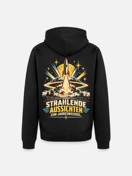 Silvester Feuerwerk Retro - Unisex Premium Bio Zip Hoodie - Schwarz