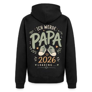 Werdender Vater Ich werde Papa - Unisex Premium Bio Zip Hoodie - Schwarz - Hinten - Nico (187cm)