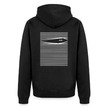 Monster der Linien - Unisex Premium Bio Zip Hoodie - Schwarz - Hinten - Nico (187cm)