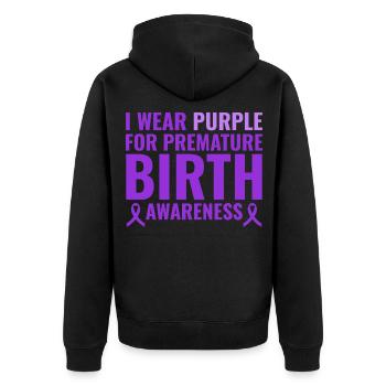 Prematurity Awareness Month - Unisex Premium Organic Zip Hoodie - black - Back - Nico (187cm)