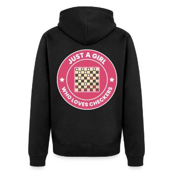 Checkers Draughts Strategy Board Games Funny - Unisex Premium Organic Zip Hoodie - black - Back - Nico (187cm)