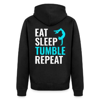 Power Tumbling Gymnastics Gymnast Acrobatics Funny - Unisex Premium Organic Zip Hoodie - black - Back - Nico (187cm)