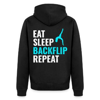 Gymnastik Turner Backflip Akrobatik Lustig - Unisex Premium Bio Zip Hoodie - Schwarz - Hinten - Nico (187cm)