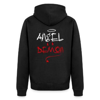 Angel and demon - Unisex Premium Organic Zip Hoodie - black - Back - Nico (187cm)