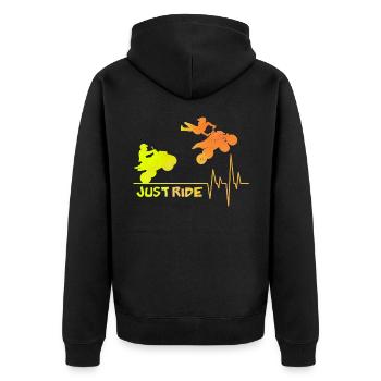 Just Ride ATV Quad heartbeat - Unisex Premium Organic Zip Hoodie - black - Back - Nico (187cm)