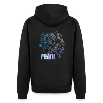 Viking Fenrir symbol - Unisex Premium Organic Zip Hoodie - black - Back - Nico (187cm)