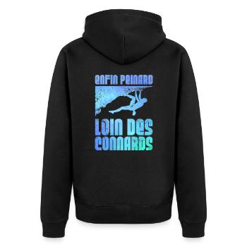 Endlich ruhiges Klettern - Unisex Premium Bio Zip Hoodie - Schwarz - Hinten - Nico (187cm)