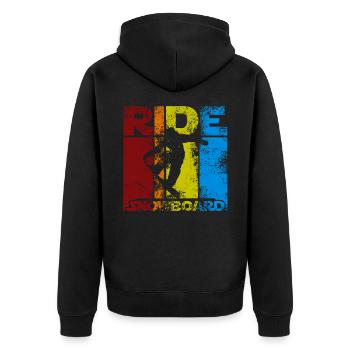 Snowboard fahren - Unisex Premium Bio Zip Hoodie - Schwarz - Hinten - Nico (187cm)
