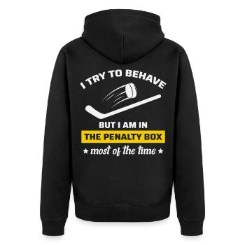 Ice Hockey Player Team Goalie Winter Sports - Unisex Premium Organic Zip Hoodie - black - Back - Nico (187cm)