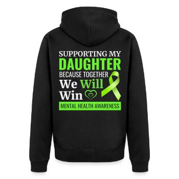Mental Health Awareness - Unisex Premium Organic Zip Hoodie - black - Back - Nico (187cm)