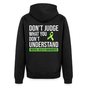 Mental Health Awareness - Unisex Premium Organic Zip Hoodie - black - Back - Nico (187cm)