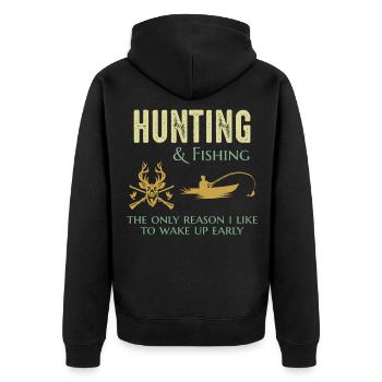 Chasse Pêche Chasseurs Pêcheurs Outdoor Drôle - Veste à capuche bio Premium Unisexe - noir - Dos - Nico (187cm)