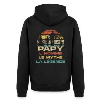 Papy - l'homme le mythe la legende, anni & noël - Veste à capuche bio Premium Unisexe - noir - Dos - Nico (187cm)