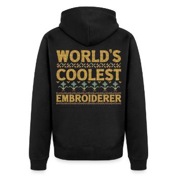 Embroidery Cross Stitch Embroidery Gift - Unisex Premium Organic Zip Hoodie - black - Back - Nico (187cm)