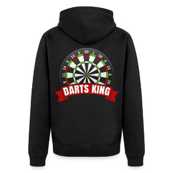 Darts King - Dart Dartspieler Dartscheibe - Unisex Premium Bio Zip Hoodie - Schwarz - Hinten - Nico (187cm)