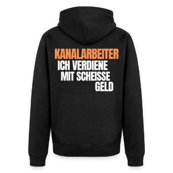 Kanalreiniger Abwasserspezialist Rohrreiniger - Unisex Premium Bio Zip Hoodie - Schwarz - Hinten - Nico (187cm)