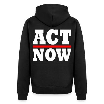 Act now - Unisex Premium Organic Zip Hoodie - black - Back - Nico (187cm)