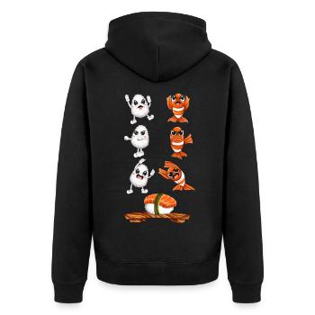 Funny kawaii sushi fusion - Unisex Premium Organic Zip Hoodie - black - Back - Nico (187cm)
