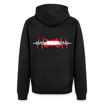 Motorrad Herzschlag Österreich Motorsport Liebe - Unisex Premium Bio Zip Hoodie - Schwarz - Hinten - Nico (187cm)