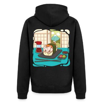 Chat sushi délicieux avec Wasabi - Veste à capuche bio Premium Unisexe - noir - Dos - Nico (187cm)
