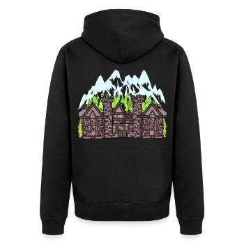 Mittelalter Ritter Burg Festung Schloss Märchen - Unisex Premium Bio Zip Hoodie - Schwarz - Hinten - Nico (187cm)