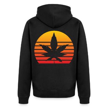 Weed Cannabis - Unisex Premium Bio Zip Hoodie - Schwarz - Hinten - Nico (187cm)