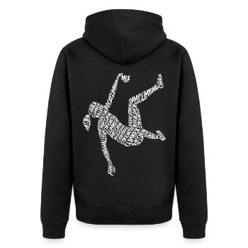 Bloc Grimpeur Typographie Fille Escalade - Veste à capuche bio Premium Unisexe - noir - Dos - Nico (187cm)