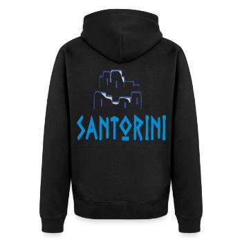 Santorini - Unisex Premium Bio Zip Hoodie - Schwarz - Hinten - Nico (187cm)