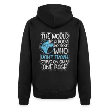 Reise Tourist Weltreisen - Unisex Premium Bio Zip Hoodie - Schwarz - Hinten - Nico (187cm)