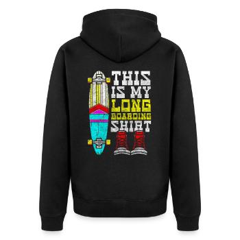 Skater Berg Board - Unisex Premium Bio Zip Hoodie - Schwarz - Hinten - Nico (187cm)