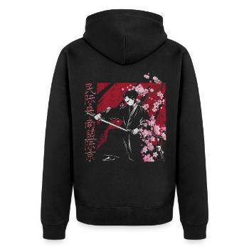 Fleur de cerisier - Veste à capuche bio Premium Unisexe - noir - Dos - Nico (187cm)