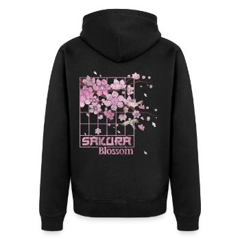 Cherry Blossoms Nature Symbol Pink - Unisex Premium Organic Zip Hoodie - black - Back - Nico (187cm)