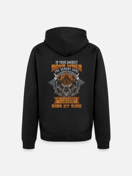 Odin Thor Valhalla - Unisex Premium Organic Zip Hoodie - black