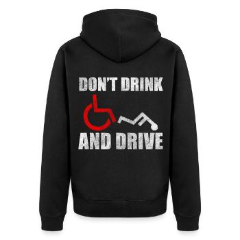 Rollstuhlfahrer Behindert Humor - Unisex Premium Bio Zip Hoodie - Schwarz - Hinten - Nico (187cm)