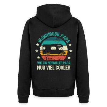 Wohnmobil Papa Camper Vater Campingplatz Vatertag - Unisex Premium Bio Zip Hoodie - Schwarz - Hinten - Nico (187cm)