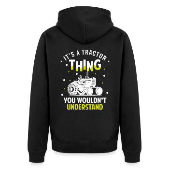 Tractor Tractors Harvest Rural Youth - Unisex Premium Organic Zip Hoodie - black - Back - Nico (187cm)