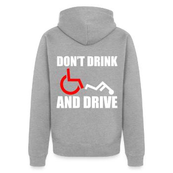 Rollstuhl Humor Behinderte - Unisex Premium Bio Zip Hoodie - Grau meliert - Hinten - Nico (187cm)