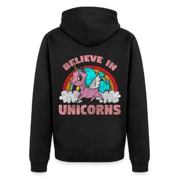 Unicorns Fairy Tale Pink - Unisex Premium Organic Zip Hoodie - black - Back - Nico (187cm)