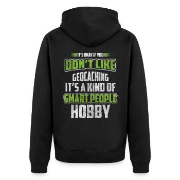 Geocacher Treasure Outdoor Nature - Unisex Premium Organic Zip Hoodie - black - Back - Nico (187cm)