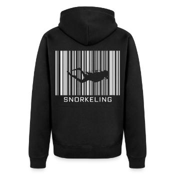 Schnorcheln Hobby mit Barcode - Unisex Premium Bio Zip Hoodie - Schwarz - Hinten - Nico (187cm)