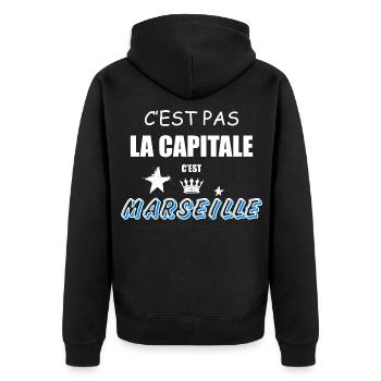 C'est Pas La Capitale C'est Marseille - Veste à capuche bio Premium Unisexe - noir - Dos - Nico (187cm)