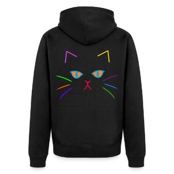 Bunt farbenfreudig Katzen Gesicht Katze Kitten - Unisex Premium Bio Zip Hoodie - Schwarz - Hinten - Nico (187cm)