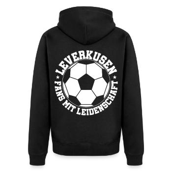 Leverkusen Fußball - Unisex Premium Bio Zip Hoodie - Schwarz - Hinten - Nico (187cm)