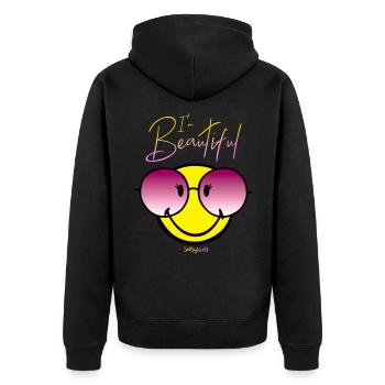 I´m Beautiful - Unisex Premium Bio Zip Hoodie - Schwarz - Hinten - Nico (187cm)