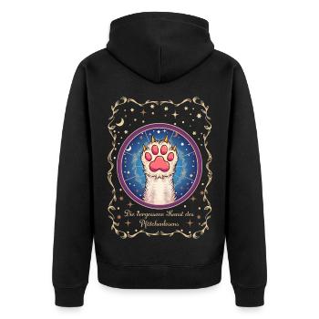 Die vergessene Kunst des Pfötchenlesens - Unisex Premium Bio Zip Hoodie - Schwarz - Hinten - Nico (187cm)